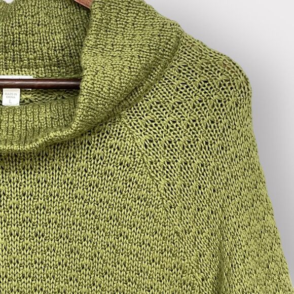 J.Jill PureJill Knit Sweater Women Size L Green Long‎ Length Raglan Long Sleeves - Picture 3 of 13